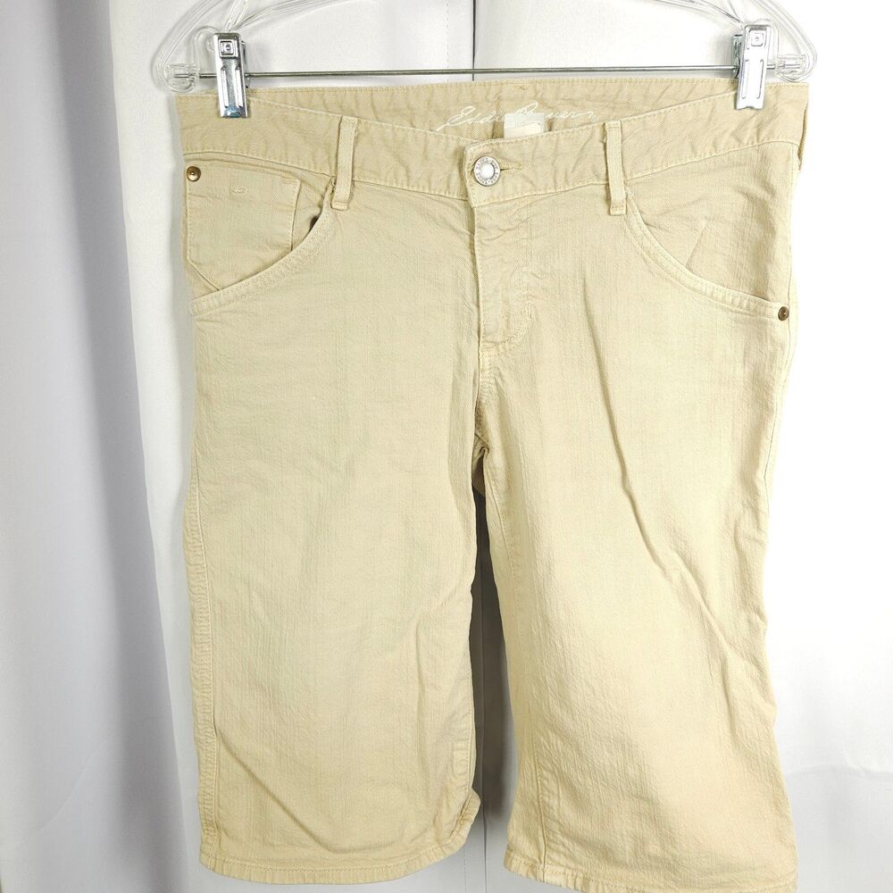 Eddie Bauer Women's 6 Beige Denim Shorts Jorts 5 Pocket Cotton